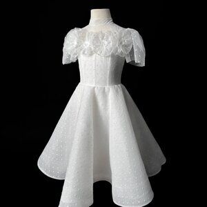 Brand new Kids 6 yo Flower Girl Dress with Polkadot Tulle